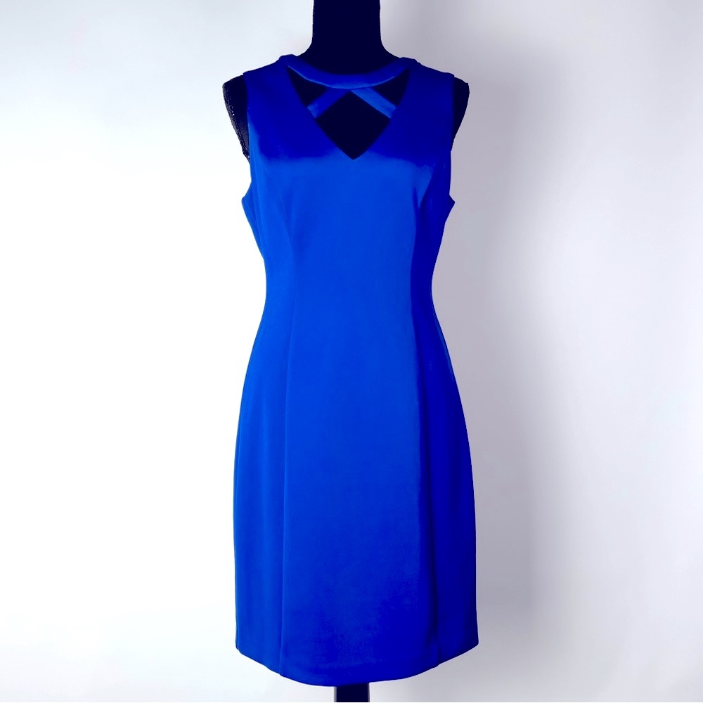 GUESS Women’s Midi Blue Formal Sleeveless Dress Back Zipper Size 10